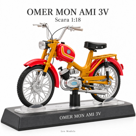 Macheta Moto Vintage Omer Mon Ami 3V Rosu/Galben, scara 1:18, Leo Models, Passione Motorini [4]