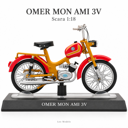 Macheta Moto Vintage Omer Mon Ami 3V Rosu/Galben, scara 1:18, Leo Models, Passione Motorini [3]