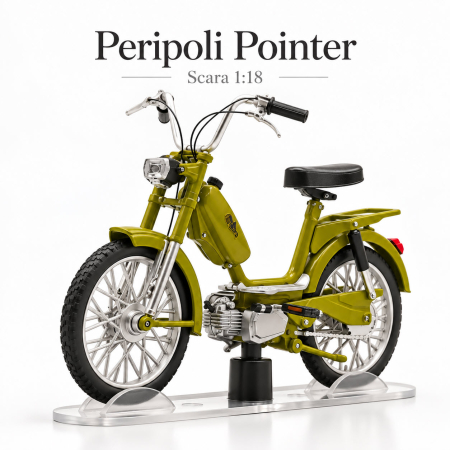 Macheta Moto Vintage Peripoli Pointer, verde masliniu, scara 1:18, Leo Models, Passione Motorini [3]