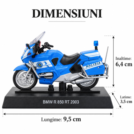 Macheta motocicleta BMW R 850 RT 2003 Polizia Italia, albastra, scara 1:24, Atlas [2]