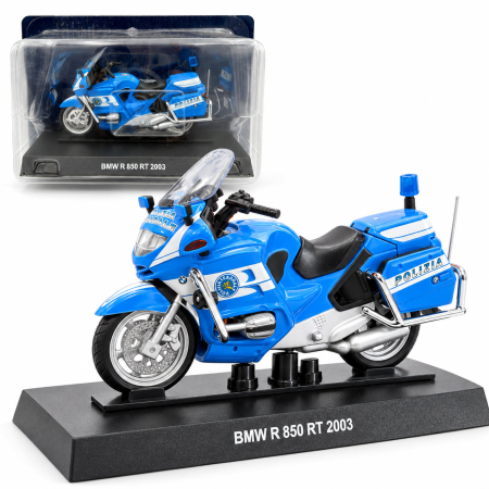 Macheta motocicleta BMW R 850 RT 2003 Polizia Italia, albastra, scara 1:24, Atlas [0]