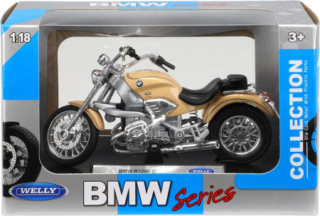 Macheta motocicleta BMW R1200C 2004 scara 1:18 crem Welly, ghidon mobil, suspensie functionala [5]