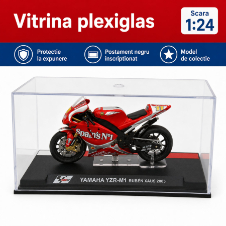 Macheta motocicleta Yamaha YZR-M1 Ruben Xaus Moto GP 2005, scara 1:24, cu vitrina plexiglas [4]