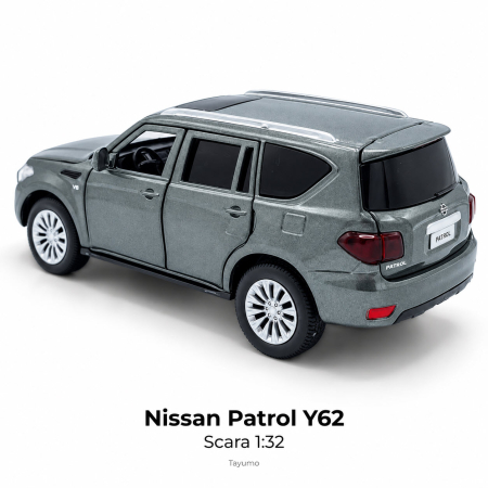 Macheta Nissan Patrol Y62 Gri, Lumini, Sunet si Pull-Back, Scara 1:32, Tayumo [4]
