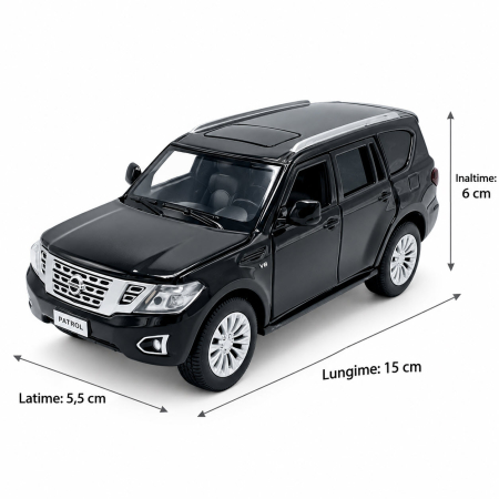 Macheta Nissan Patrol Y62 negru, lumini, sunet si pull-back, scara 1:32, Tayumo [1]
