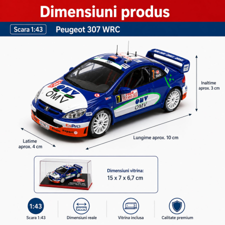 Macheta Peugeot 307 WRC OMV Raliu Monte Carlo 2006 M. Stohl, scara 1:43, Atlas [2]
