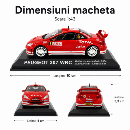 Macheta Peugeot 307 WRC Rally Monte Carlo 2004 Nr. 5, 1:43, Atlas, Rosu [2]