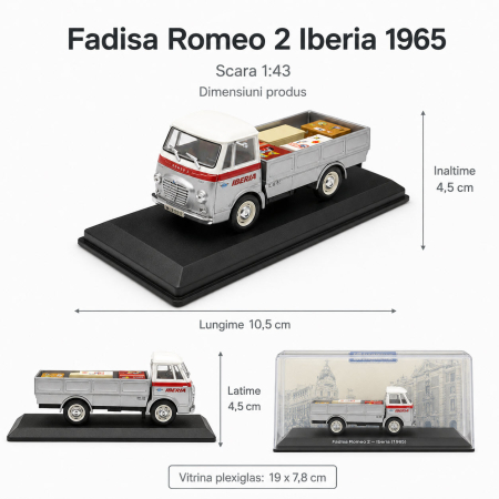 Macheta pick-up Fadisa Romeo 2 Iberia 1965, gri cu rosu, cu vitrina plexiglas, scara 1:43, Atlas [4]