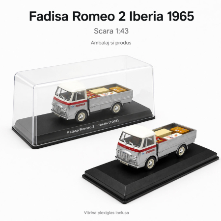 Macheta pick-up Fadisa Romeo 2 Iberia 1965, gri cu rosu, cu vitrina plexiglas, scara 1:43, Atlas [1]