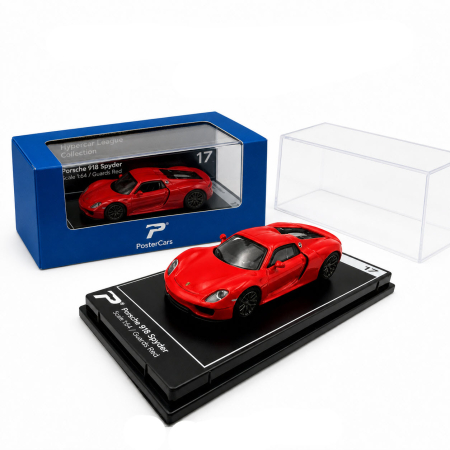 MACHETE AUTO SCARA 1:64 - Macheta Porsche 918 Spyder rosu, scara 1:64, Kinsmart, Hypercar League Collection