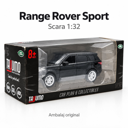 Macheta Range Rover Sport negru, lumini, sunet si pull-back, scara 1:32, Tayumo [5]