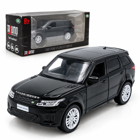 MACHETE - Macheta Range Rover Sport negru, lumini, sunet si pull-back, scara 1:32, Tayumo