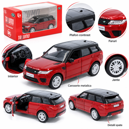 Macheta Range Rover Sport Rosu Firenze, scara 1:36, Tayumo, pull-back [2]