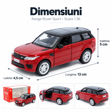 Macheta Range Rover Sport Rosu Firenze, scara 1:36, Tayumo, pull-back [1]