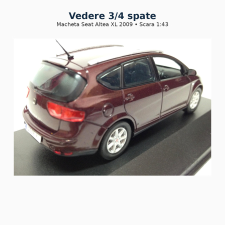 Macheta Seat Altea XL 2009 1:43 Fischer – Dealer Model, visiniu metalizat [2]