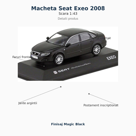 Macheta Seat Exeo 2008 1:43 Fischer – Dealer Model, Magic Black [2]