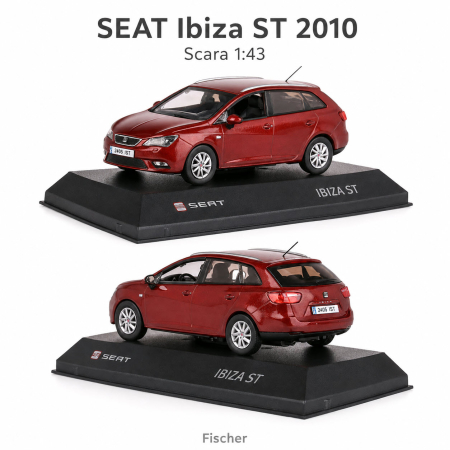 Machetă Seat Ibiza ST 2010 1:43 Fischer – Dealer Model, vișiniu [4]