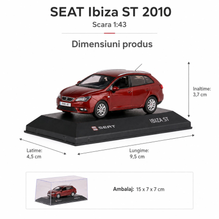 Machetă Seat Ibiza ST 2010 1:43 Fischer – Dealer Model, vișiniu [2]