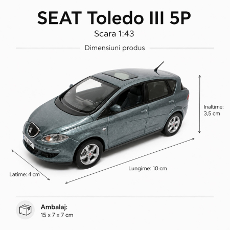 Machetă SEAT Toledo III 5P, 1:43, Fischer, gri petrol metalizat [1]