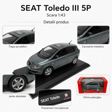 Machetă SEAT Toledo III 5P, 1:43, Fischer, gri petrol metalizat [2]