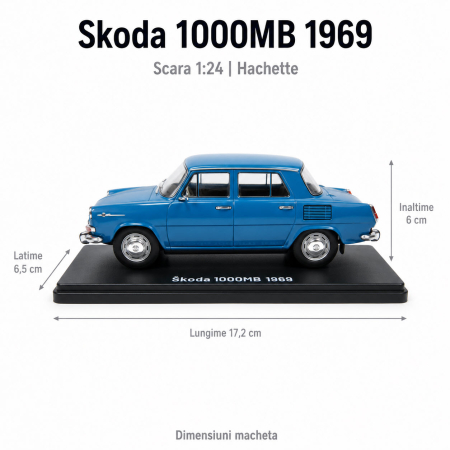 Macheta Skoda 1000MB 1969, albastru, scara 1:24, Hachette [1]