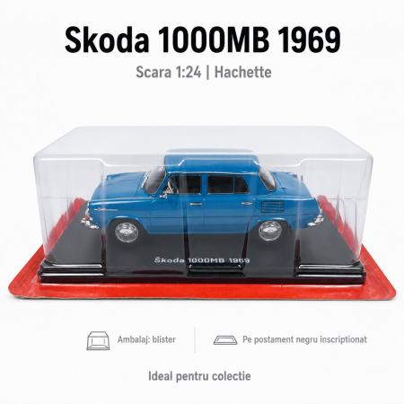 Macheta Skoda 1000MB 1969, albastru, scara 1:24, Hachette [4]