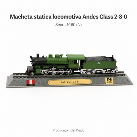 Macheta statica locomotiva Andes Class 2-8-0 1:160 N, Del Prado, verde cu negru [1]