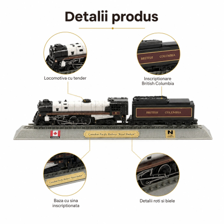 Macheta statica locomotiva Canadian Pacific Royal Hudson 1:160 N, Del Prado, negru cu argintiu [4]