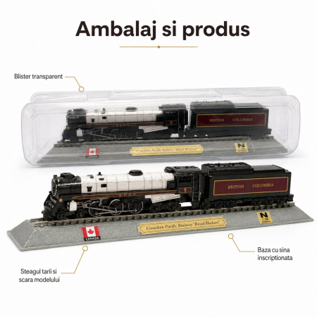 Macheta statica locomotiva Canadian Pacific Royal Hudson 1:160 N, Del Prado, negru cu argintiu [3]