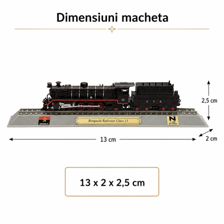 Macheta statica locomotiva cu abur Benguela Railways Class 11 Angola, scara 1:160 N, Del Prado [2]
