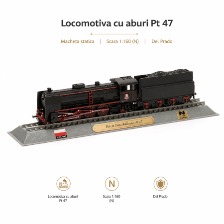 Macheta statica locomotiva cu abur Polish State Railways Pt 47 Polonia, scara 1:160 N, Del Prado [1]