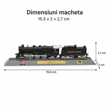 Macheta statica locomotiva cu abur PRR K4 231 Pennsylvania Railroad USA, 1:160 N, Del Prado [2]