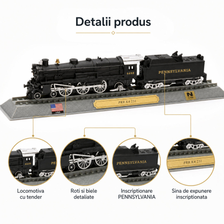 Macheta statica locomotiva cu abur PRR K4 231 Pennsylvania Railroad USA, 1:160 N, Del Prado [4]