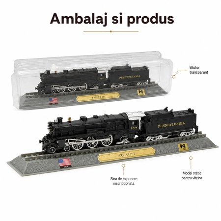 Macheta statica locomotiva cu abur PRR K4 231 Pennsylvania Railroad USA, 1:160 N, Del Prado [3]