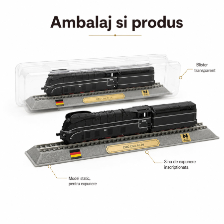 Macheta statica locomotiva DRG Class 01-10 1:160 N, Del Prado, negru [3]