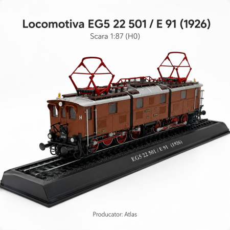 MACHETE AUTOBUZE SI TRAMVAIE - Macheta statica locomotiva EG5 22 501 / E 91 1926, scara 1:87 H0, Atlas