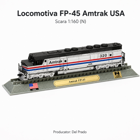Macheta statica locomotiva FP-45 Amtrak USA 1:160 N, Del Prado, gri [1]