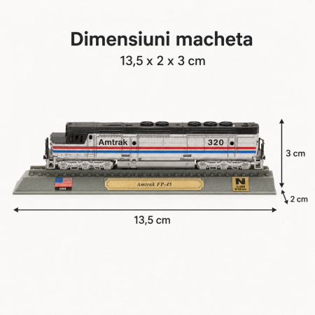 Macheta statica locomotiva FP-45 Amtrak USA 1:160 N, Del Prado, gri [2]