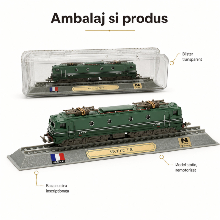 Macheta statica locomotiva SNCF CC 7100 1:160 N, Del Prado, verde [4]