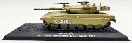 Macheta tanc Merkava III "Barak" Armored Brigade Israel 1990 – Scara 1:72 Atlas cu vitrina [1]