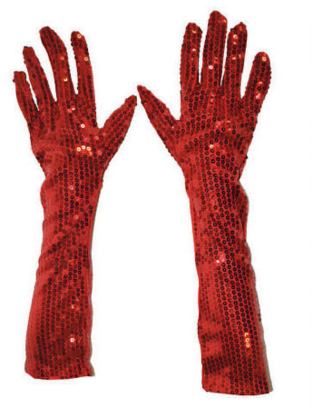 Manusi lungi rosii cu paiete, 48 cm – elegante, cu degete