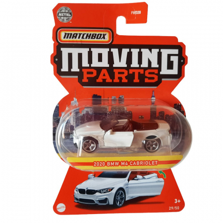 Masini de strada - Masinuta BMW M4 Cabriolet alb 2020, Matchbox Moving Parts FWD28, scara 1/64