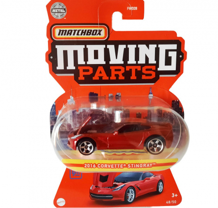 Masini de strada - Masinuta Chevrolet Corvette Stingray rosu 2016, Matchbox Moving Parts FWD28, scara 1/64