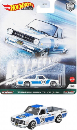 Masini de strada - Masinuta metalica 1975 Datsun Sunny B120 - Hot Wheels Premium Car Culture Hyper Haulers, scara 1:64