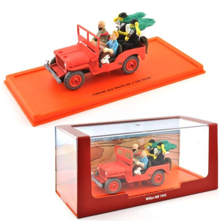 MACHETE AUTO - Masinuta Willys MB 1943–48 cu Figurine – Tintin au Pays de l’Or Noir, Scara 1:43 Atlas