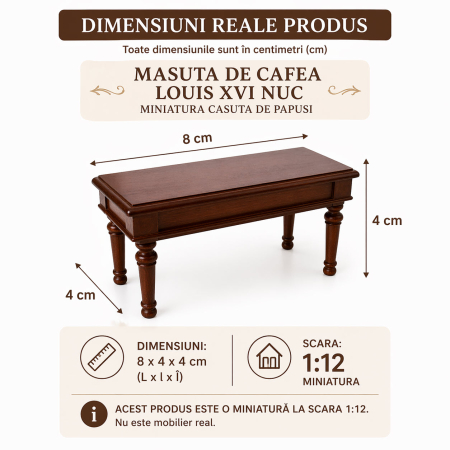 Masuta de cafea Louis XVI nuc - miniatura casuta de papusi 1:12 [1]