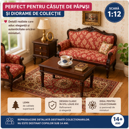 Masuta de cafea Louis XVI nuc - miniatura casuta de papusi 1:12 [2]