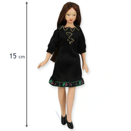 Accesorii si Materiale pentru Casuta Papusi - Papusa din portelan cu par lung - miniatura casute de papusi