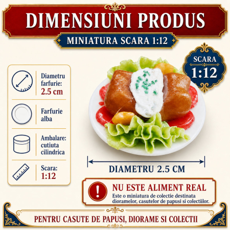 Platou pranz cu muschiulet de porc si garnitura, miniatura 1:12 pentru casute de papusi [1]