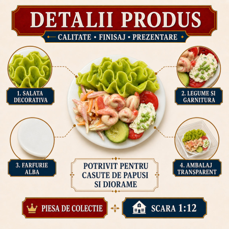 Platou salata cu legume si garnitura, miniatura 1:12 pentru casute de papusi [2]